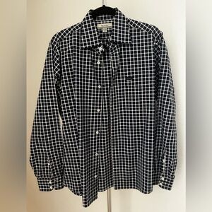 Men’s Faconnable dress shirt size M in a navy white pattern.